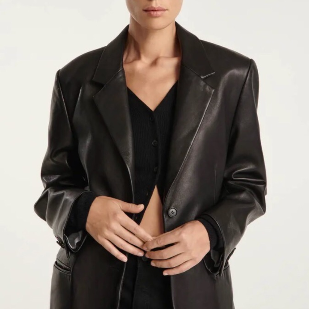Kooples Roomy Black Leather Jacket% lambskin size 0 (but can fit a size 2)